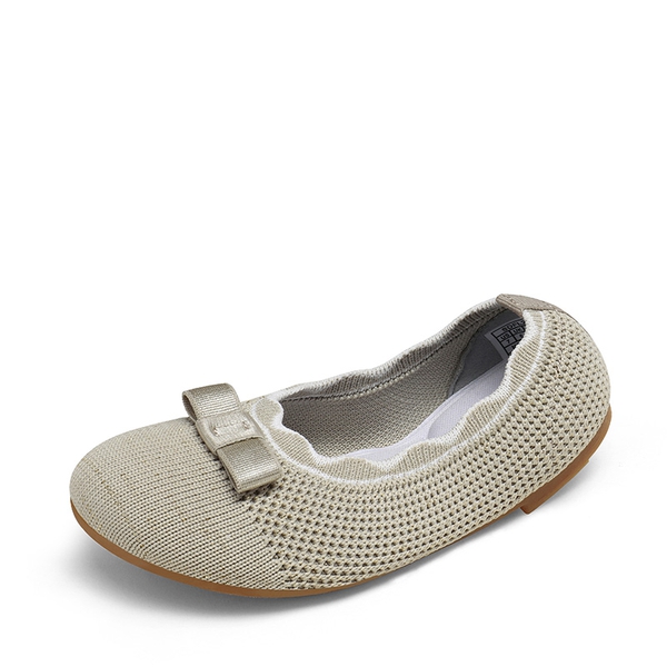 Girls Knitted Slip On Ballet Flats - KHAKI -  0